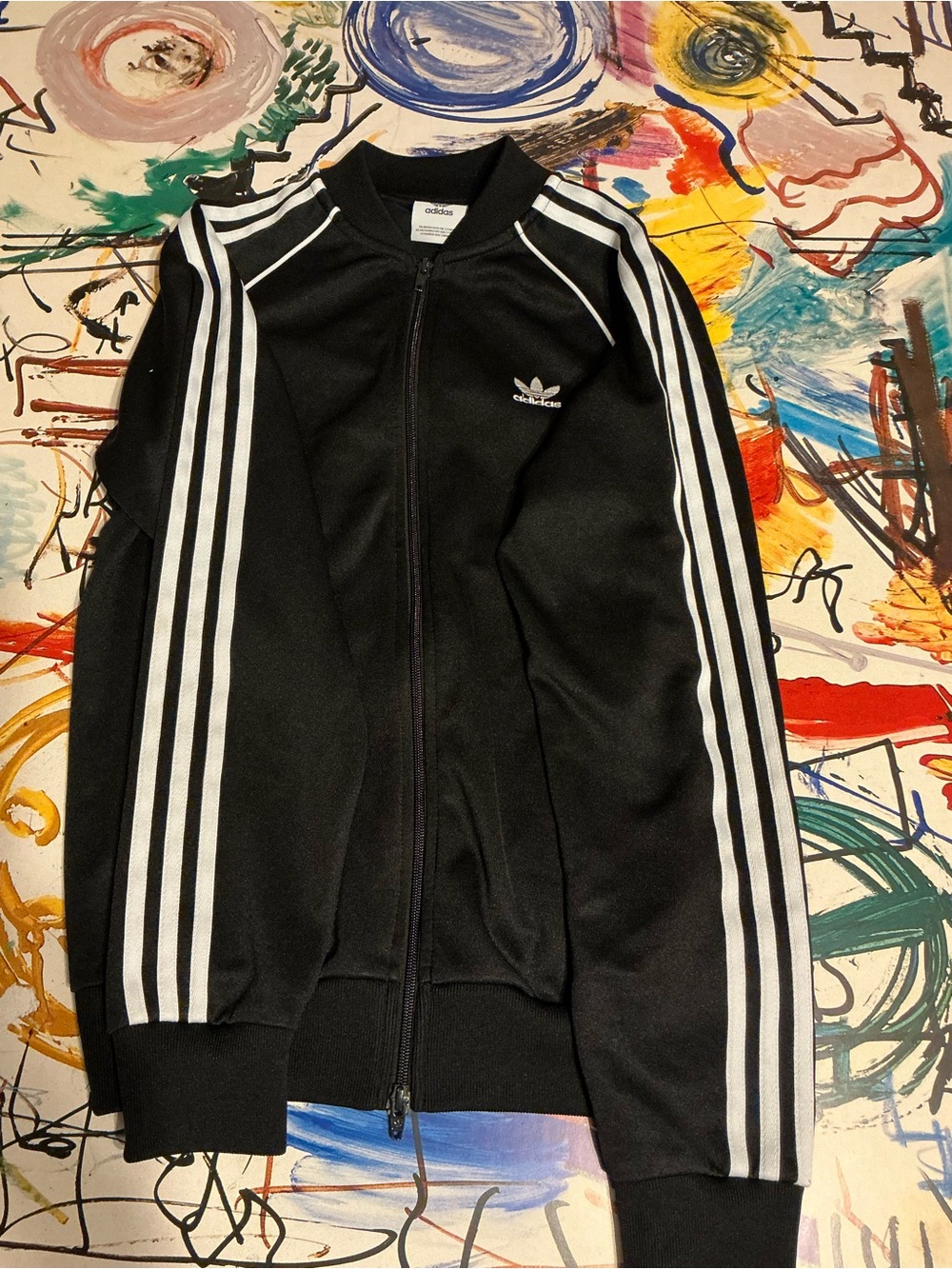 adidas Black Track Jacket with White 3-Stripes
